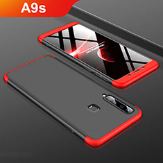 Hard Rigid Plastic Matte Finish Front and Back Cover Case 360 Degrees for Samsung Galaxy A9s Red and Black
