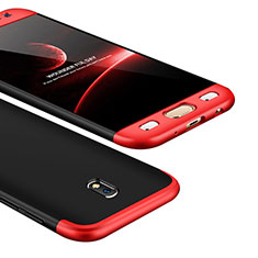 Hard Rigid Plastic Matte Finish Front and Back Cover Case 360 Degrees for Samsung Galaxy J5 (2017) Duos J530F Red and Black