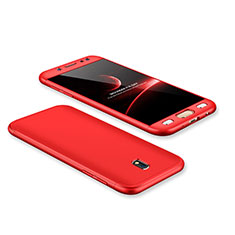 Hard Rigid Plastic Matte Finish Front and Back Cover Case 360 Degrees for Samsung Galaxy J7 Pro Red
