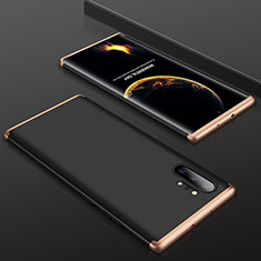 Hard Rigid Plastic Matte Finish Front and Back Cover Case 360 Degrees for Samsung Galaxy Note 10 Plus Gold and Black