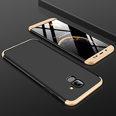 Hard Rigid Plastic Matte Finish Front and Back Cover Case 360 Degrees for Samsung Galaxy On6 (2018) J600F J600G Gold and Black
