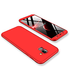 Hard Rigid Plastic Matte Finish Front and Back Cover Case 360 Degrees for Samsung Galaxy On6 (2018) J600F J600G Red