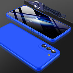 Hard Rigid Plastic Matte Finish Front and Back Cover Case 360 Degrees for Samsung Galaxy S21 5G Blue