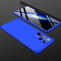 Hard Rigid Plastic Matte Finish Front and Back Cover Case 360 Degrees for Samsung Galaxy S22 Ultra 5G Blue