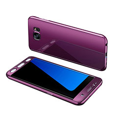 Hard Rigid Plastic Matte Finish Front and Back Cover Case 360 Degrees for Samsung Galaxy S7 Edge G935F Purple