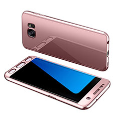 Hard Rigid Plastic Matte Finish Front and Back Cover Case 360 Degrees for Samsung Galaxy S7 Edge G935F Rose Gold