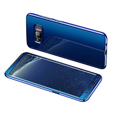 Hard Rigid Plastic Matte Finish Front and Back Cover Case 360 Degrees for Samsung Galaxy S8 Blue