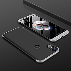 Hard Rigid Plastic Matte Finish Front and Back Cover Case 360 Degrees for Xiaomi Mi 6X Silver and Black