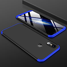Hard Rigid Plastic Matte Finish Front and Back Cover Case 360 Degrees for Xiaomi Mi 8 Blue and Black