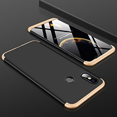 Hard Rigid Plastic Matte Finish Front and Back Cover Case 360 Degrees for Xiaomi Mi 8 Gold and Black