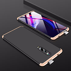 Hard Rigid Plastic Matte Finish Front and Back Cover Case 360 Degrees for Xiaomi Mi 9T Pro Gold and Black