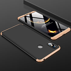 Hard Rigid Plastic Matte Finish Front and Back Cover Case 360 Degrees for Xiaomi Mi Max 3 Gold and Black