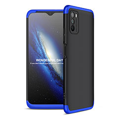 Hard Rigid Plastic Matte Finish Front and Back Cover Case 360 Degrees for Xiaomi Poco M3 Blue and Black