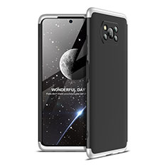 Hard Rigid Plastic Matte Finish Front and Back Cover Case 360 Degrees for Xiaomi Poco X3 NFC Silver and Black