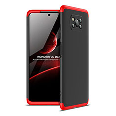 Hard Rigid Plastic Matte Finish Front and Back Cover Case 360 Degrees for Xiaomi Poco X3 Pro Red and Black