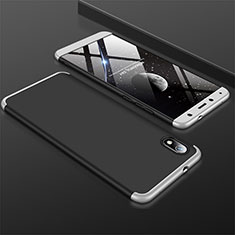 Hard Rigid Plastic Matte Finish Front and Back Cover Case 360 Degrees for Xiaomi Redmi 7A Silver and Black