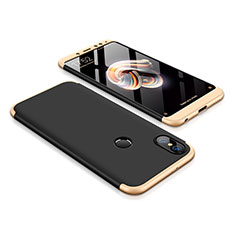 Hard Rigid Plastic Matte Finish Front and Back Cover Case 360 Degrees for Xiaomi Redmi Note 5 AI Dual Camera Gold and Black