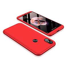 Hard Rigid Plastic Matte Finish Front and Back Cover Case 360 Degrees for Xiaomi Redmi Note 5 AI Dual Camera Red