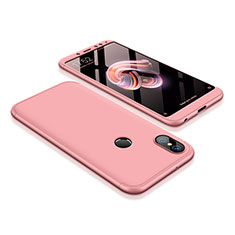 Hard Rigid Plastic Matte Finish Front and Back Cover Case 360 Degrees for Xiaomi Redmi Note 5 AI Dual Camera Rose Gold