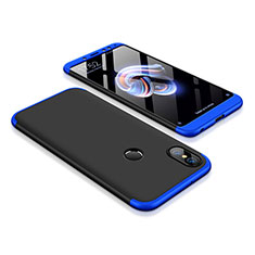 Hard Rigid Plastic Matte Finish Front and Back Cover Case 360 Degrees for Xiaomi Redmi Note 5 Pro Blue and Black