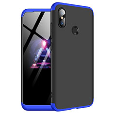 Hard Rigid Plastic Matte Finish Front and Back Cover Case 360 Degrees for Xiaomi Redmi Note 6 Pro Blue and Black