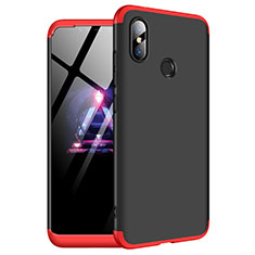 Hard Rigid Plastic Matte Finish Front and Back Cover Case 360 Degrees for Xiaomi Redmi Note 6 Pro Red and Black