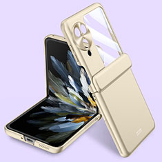 Hard Rigid Plastic Matte Finish Front and Back Cover Case 360 Degrees GK1 for Oppo Find N3 Flip 5G Gold