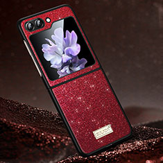 Hard Rigid Plastic Matte Finish Front and Back Cover Case 360 Degrees LD1 for Samsung Galaxy Z Flip5 5G Red