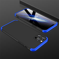 Hard Rigid Plastic Matte Finish Front and Back Cover Case 360 Degrees M01 for Apple iPhone 12 Pro Blue and Black