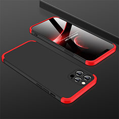 Hard Rigid Plastic Matte Finish Front and Back Cover Case 360 Degrees M01 for Apple iPhone 12 Pro Max Red and Black