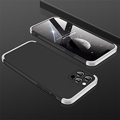 Hard Rigid Plastic Matte Finish Front and Back Cover Case 360 Degrees M01 for Apple iPhone 12 Pro Silver and Black