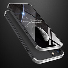 Hard Rigid Plastic Matte Finish Front and Back Cover Case 360 Degrees M01 for Apple iPhone 13 Pro Silver and Black