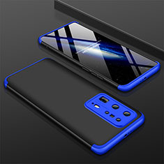 Hard Rigid Plastic Matte Finish Front and Back Cover Case 360 Degrees M01 for Huawei P40 Pro+ Plus Blue and Black