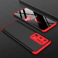 Hard Rigid Plastic Matte Finish Front and Back Cover Case 360 Degrees M01 for Huawei P40 Pro+ Plus Red and Black