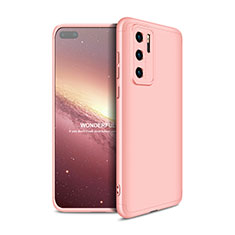 Hard Rigid Plastic Matte Finish Front and Back Cover Case 360 Degrees M01 for Huawei P40 Rose Gold