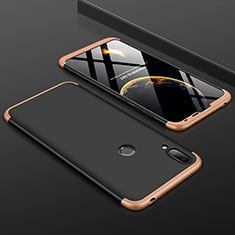 Hard Rigid Plastic Matte Finish Front and Back Cover Case 360 Degrees M01 for Huawei Y7 (2019) Gold and Black