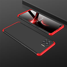 Hard Rigid Plastic Matte Finish Front and Back Cover Case 360 Degrees M01 for Oppo F17 Pro Red and Black