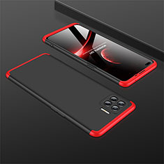 Hard Rigid Plastic Matte Finish Front and Back Cover Case 360 Degrees M01 for Oppo Reno4 F Red and Black