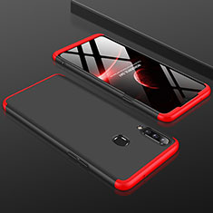 Hard Rigid Plastic Matte Finish Front and Back Cover Case 360 Degrees M01 for Samsung Galaxy A20s Red and Black