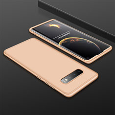 Hard Rigid Plastic Matte Finish Front and Back Cover Case 360 Degrees M01 for Samsung Galaxy S10 5G Gold