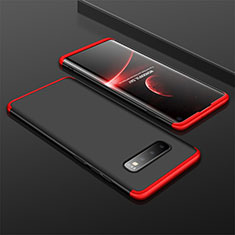 Hard Rigid Plastic Matte Finish Front and Back Cover Case 360 Degrees M01 for Samsung Galaxy S10 Red and Black