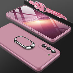 Hard Rigid Plastic Matte Finish Front and Back Cover Case 360 Degrees M01 for Samsung Galaxy S22 5G Rose Gold