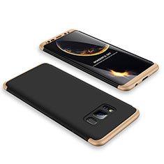 Hard Rigid Plastic Matte Finish Front and Back Cover Case 360 Degrees M01 for Samsung Galaxy S8 Gold and Black