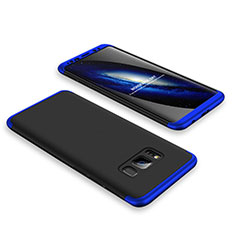 Hard Rigid Plastic Matte Finish Front and Back Cover Case 360 Degrees M01 for Samsung Galaxy S8 Plus Blue and Black