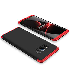 Hard Rigid Plastic Matte Finish Front and Back Cover Case 360 Degrees M01 for Samsung Galaxy S8 Plus Red and Black