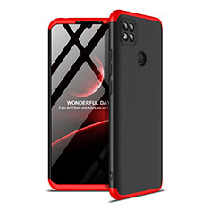 Hard Rigid Plastic Matte Finish Front and Back Cover Case 360 Degrees M01 for Xiaomi Redmi 9C NFC Red and Black