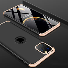 Hard Rigid Plastic Matte Finish Front and Back Cover Case 360 Degrees P01 for Apple iPhone 11 Pro Max Gold and Black