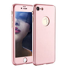Hard Rigid Plastic Matte Finish Front and Back Cover Case 360 Degrees P01 for Apple iPhone 7 Rose Gold