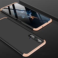 Hard Rigid Plastic Matte Finish Front and Back Cover Case 360 Degrees P01 for Huawei Honor 20 Gold and Black