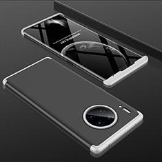 Hard Rigid Plastic Matte Finish Front and Back Cover Case 360 Degrees P01 for Huawei Mate 30 Pro 5G Silver and Black